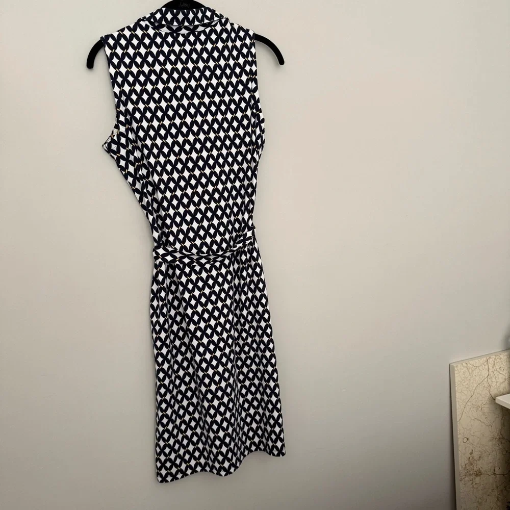 Charter Club Navy White Patterned Shirtdress SMALL - Picture 7 of 11